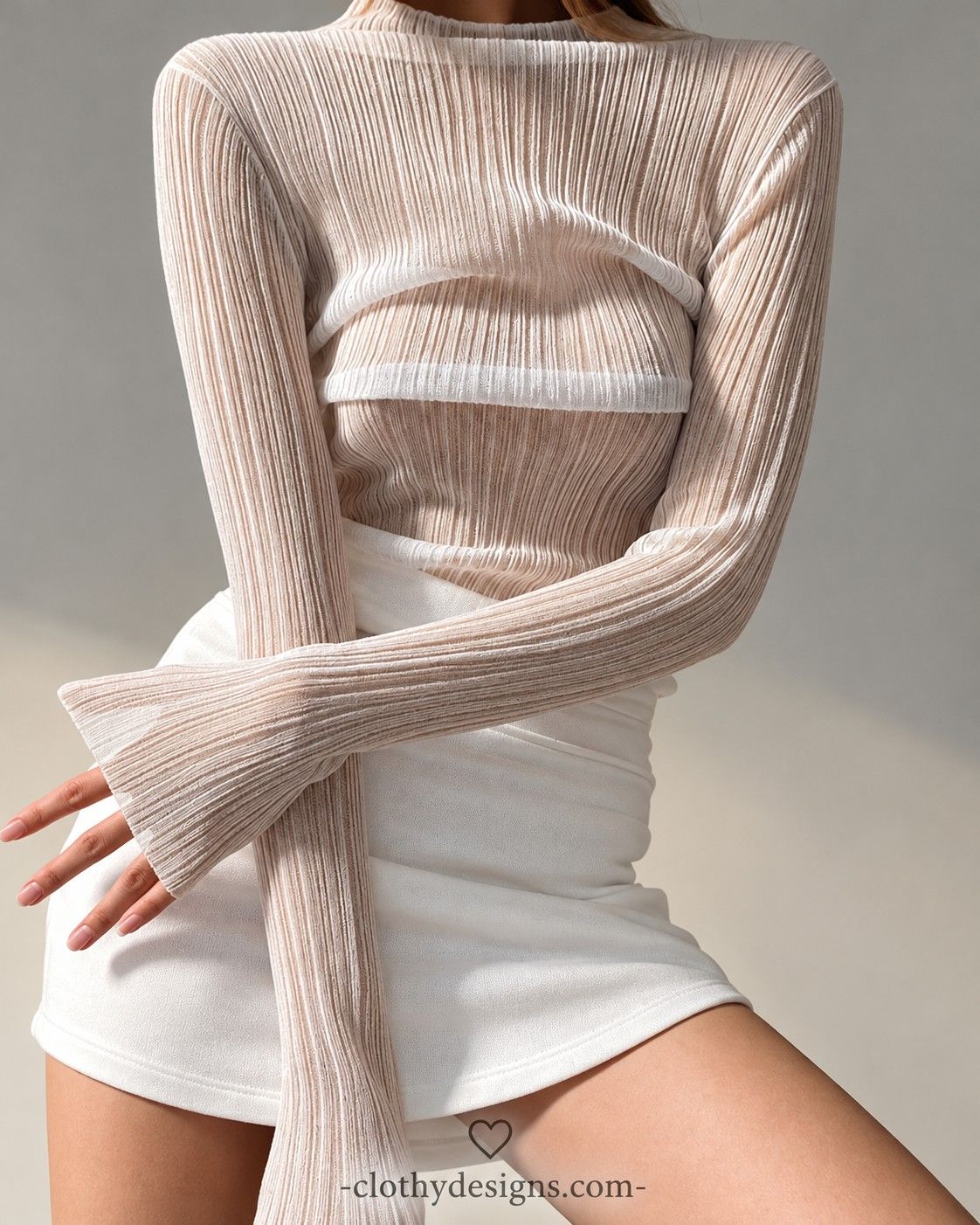 Women's Sheer Mock Neck Long Sleeve Top – Elegant Slim Fit See-Through T-Shirt, Sexy Fall Streetwear